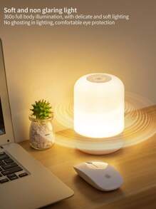 1pc LED Remote Control Night Light, Rechargeable Desk Lamp, Bedroom Bedside Touch Lamp For Feeding Baby, Eye-Care Sleep Light - White - View 3