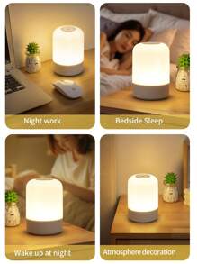1pc LED Remote Control Night Light, Rechargeable Desk Lamp, Bedroom Bedside Touch Lamp For Feeding Baby, Eye-Care Sleep Light - White - View 8