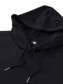 Customer Favorite: Men's Casual Sports Set - Long Sleeve Hoodie And Drawstring Sweatpants, Solid Color, Polyester Blend, Machine Washable - Perfect Choice For Spring/Autumn - 黑色 - 查看 4