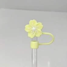 1/2/3/4/5/6/7/8 piezas Tapa protectora de pajita con diseño de flor de dibujos animados, tapa protectora de silicona para pajitas que se ajusta a tumblers de 30 y 40 onzas con asa, cubiertas de puntas de pajitas de beber lindas de 10 mm para accesorios de vasos - Multicolor - Ver 12
