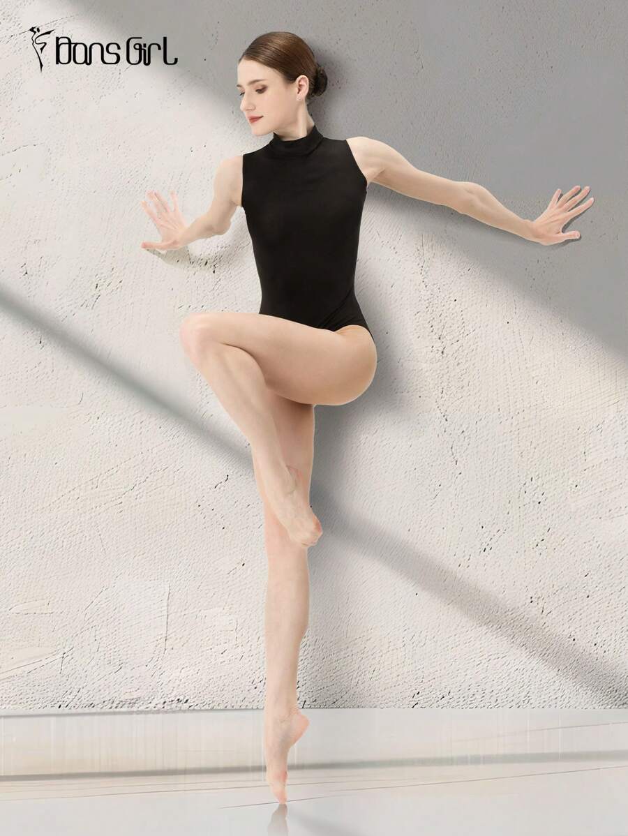 DonsGirl 1 件女式立领紧身性感运动连体裤（开裆设计，易穿）塑身衣 - 黑色 - 查看 1