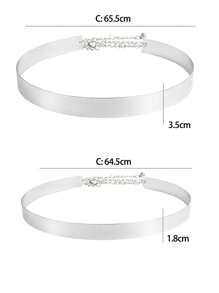 Women Full Metal Sleek Mirror Plate Waistband Belt Chain Dress Decorated Skinny Golden Silver Belt Halloween Fall, Autumn, Halloween