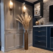 24 英寸/29 英寸经典木纹树脂装饰落地花瓶，现代欧洲和美国家居装饰，优雅的潘帕斯草落地花瓶，非常适合客厅、卧室、入口、壁炉、门口、圣诞节和生日礼物