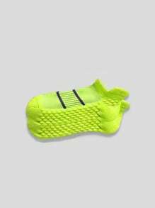 7 pares de meias esportivas femininas, meias curtas com padrão listrado decotado, meias de corrida com amortecimento respirável e absorvente de choque, para academia
