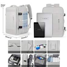 Executive Travel Backpack Large Notebook Women Men - Grey - View 5
