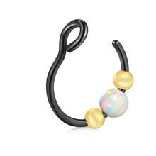 AVYRING 1pc Opal Faux Septum Ring, No Piercing Silver Fake Septum Ring Piercing, 8mm Clip On Septum Nose Ring,Clip On Tiny Faux Nose Hoop Piercing