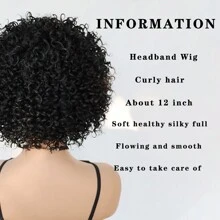 Afro Curly Headband Wig For Women Glueless Wig With Headband Heat Resistant Synthetic Wigs High-Quality Hair Wigs Suitable For Beginners,Daily Life,Cosplay,Holiday Curly Hair Hairband Wig