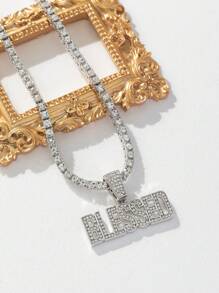 1 st. Stijlvolle Bling Bling Kristallen Hanger Ketting, Geschikt voor Zowel Mannen Als Vrouwen, Geweldig Voor Dagelijks Gebruik Of Cadeau