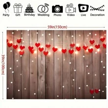 1pc Wood Background For Mother's Day, Valentine's Day Photography Background, Gift Party, Kids Birthday Celebration Decoration Banner, Wall Art Decor