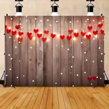 1pc Wood Background For Mother's Day, Valentine's Day Photography Background, Gift Party, Kids Birthday Celebration Decoration Banner, Wall Art Decor