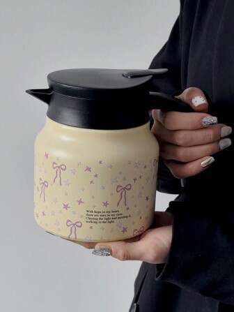 1 pieza Tetera/cafetera de acero inoxidable de doble capa y aislamiento al vacío de 800ml con patrón de mariposa y estrella, apta para oficina, restaurante, exteriores y ocasiones festivas como Navidad, Día de San Valentín, Día de la Madre