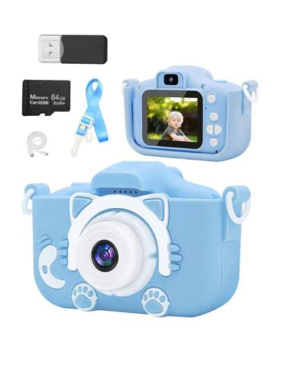 A Kids Camera With 64G Memory Card And Card Reader, 48 Megapixels, 1080p, Can Play Games, Music And Videos Children's Day Birthday Gift For Boys And Girls.,Kids Toy Camera,Games For Boys,Girls Toys Age 3