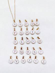 1pc Gold Name Initial Pendant Necklace, A-Z Option, Suitable For Daily Wear