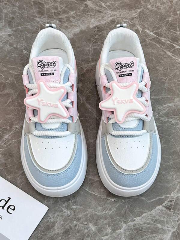 2024 Jesień Nowe Koreańskie Ins Style Damskie Białe Trampki, Gruba Podeszwa Casual Platform Buty