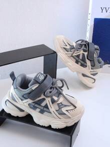 新款时尚透气网眼男童运动鞋，采用轻质 EVA 外底，防滑耐磨，经典舒适厚底运动鞋，适合日常、上学、旅行、休闲穿着 - 灰色 - 查看 2