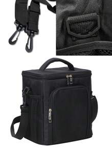 肩背式午餐袋,大容量保溫食物盒,玫瑰金首字母表紋路斜背冰桶手提包,斜背包整理袋,保溫肩背袋,帆布食品手提袋,保溫午餐盒袋,適用於辦公室,工作,野營,野餐,冰箱袋 - 黑色 - 查看 4