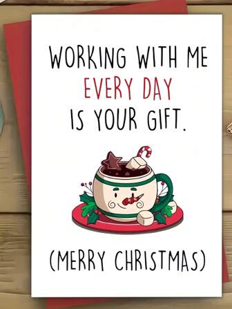 Cheeky Merry Christmas Card For Coworker, Humorous Work Friend Holiday Greeting, Comical Boss Christmas Gift Card With Envelope