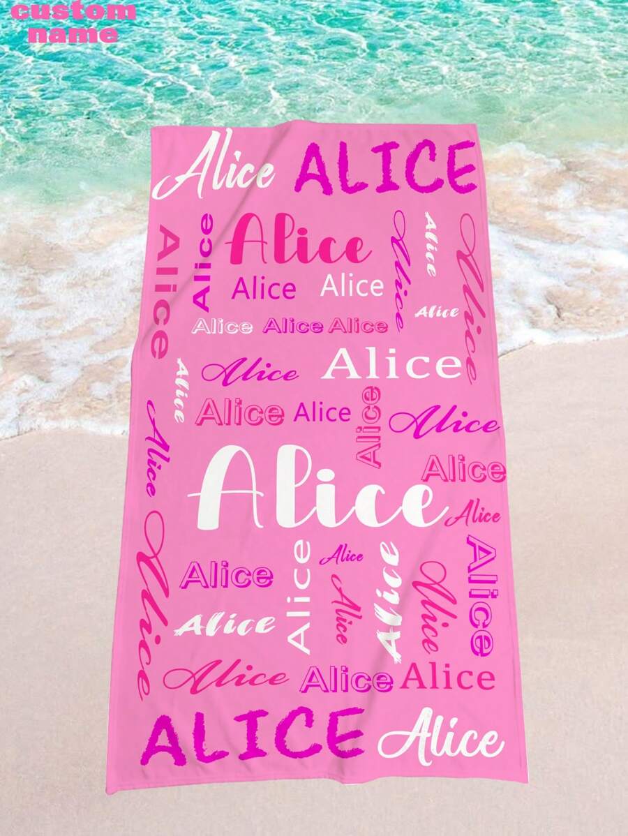 1pc Customized Beach Towel, Quick-Dry Swim Towel, Comfortable Beach Towel, Fashionable Pool Towel, Customized Name, Cute, Fun, Beautiful Yoga Mat, Beach Accessories, Must-Have For Mother's Day, Birthday, Children's Day, Father's Day, Graduation, Wedding, Housewarming, Bathroom, Living Room, Bedroom, Home Summer Holiday Bathroom Decor Travel Essentials Travel Accessories Beach Essentials,Multi-Functional,Durable,Ornamental,Reusable,Exquisite,Stylish,High-Quality,Colorful,Modern,Custom,Personalized,Unique,Ideal Gifts For Him,Ideal Gifts For Her,Boyfriend,Dad,Girlfriend,Mom,Family,Friends,Tea Room,Home,Garden,Office,For Anniversaries,For Valentine's Day,For Mother's Day,For Birthdays,For Father's Day,For Graduation,For Weddings,For Housewarming