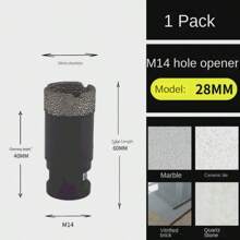 M14 Brazed Diamond Hole Opener, 125 Type Angle Grinder, M14 Thread Brazing, Ceramic Tile Drilling Tool, Drill Bit, Hand Grinder Special Drilling Tool, Suitable For: Marble/Granite/Pebble/Quartz/Concrete/Glass Stone Rhinestone Drilling Unit, Tool Accessories, Model: 6-100mm