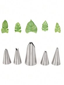 1 Set 304 Stainless Steel Leaf Icing Piping Nozzles, Welded And Polished Baking Tools For Cream Cakes, Small Leaf Cream Piping Tip - Silver - View 9