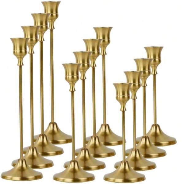 12pcs/6pcs Metal Bell Candle Holder, Halloween Tabletop Decor, Candlelight Dinner Photo Prop, Wedding Anniversary Ceremony Decoration, Home Hotel Ornaments, Birthday Gift, Suitable For Centerpiece, Wedding, Dining, Party (Candles Not Included)