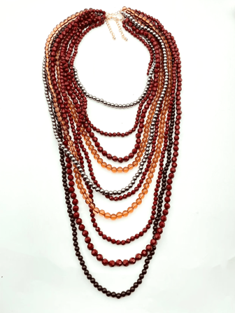 1 套复古几何串珠多层项链，时尚复古风格百搭配饰，适合秋冬季女性