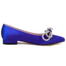 Women's Ballet Flats Double Bow Pointed Toe Casual Comfortable Slip On Flat Ballerina Shoes Christmas Gift & New Year Gift - Blue - View 4