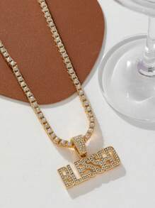 1 st. Stijlvolle Bling Bling Kristallen Hanger Ketting, Geschikt voor Zowel Mannen Als Vrouwen, Geweldig Voor Dagelijks Gebruik Of Cadeau