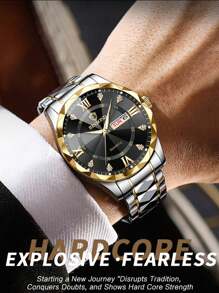 OLEVS. BINBOND 男士手表奢华时尚商务手表男士防水星期日期时钟夜光不锈钢运动手表男士石英腕表 - 均碼 - 查看 2