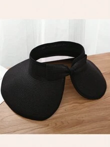 1Pc Solid Color Adjustable Sun Hats For Women Fashionable Women Wide Brim Hat Roll-Up Straw Sun Visor Hat