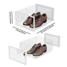 12pcs Thickened Transparent Shoe Boxes With Lid, Foldable And Stackable Shoe Rack, Free Combination, Plastic Sneaker Container, Space Saving Storage Organizer For Entryway, Bedroom, Home, Dorm, Etc - trắng - Xem 9