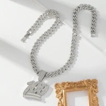 1 szt. Fajny modny naszyjnik z kryształkami w stylu hip-hop, odpowiedni dla mężczyzn i kobiet, do codziennego noszenia, na Boże Narodzenie, Nowy Rok, prezent na Walentynki