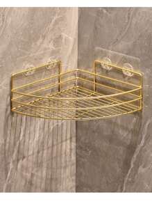 Bathroom Triangle Shelf Rack, No Drill Shower Organizer For Shampoo, Body Wash Storage Home Bathroom Decor Bathroom Organizer Fall Decor Back To School Bathroom - Gold - View 4