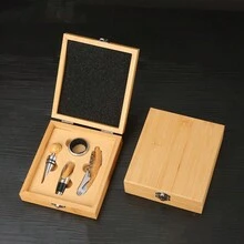 一套竹木盒组合式开瓶器礼盒，高级葡萄酒开瓶器套装，葡萄酒配件工具套装，棋盘造型开瓶器礼盒，圣诞礼物 - 彩色 - 查看 19