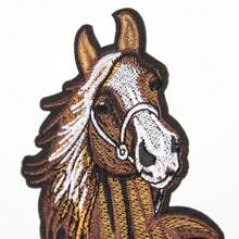 1 Pieza Parche Bordado Cabeza De Caballo, Con Soporte Adhesivo, Estilo Accesorio De Ropa De Bricolaje