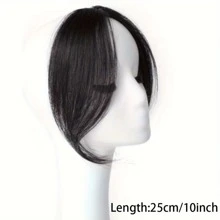 2 件侧刘海 10 英寸中分长合成刘海左右侧刘海黑棕色接发前发片适合女性女孩使用夹式假发