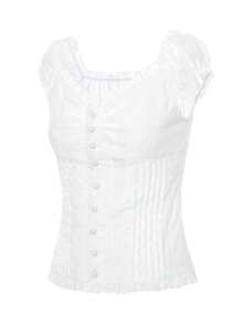 Women Y2K Fairy Grunge Shirts Puff Short Sleeve V-Neck Ruffle Crop Top Summer Button-Down T-Shirts Blouses E-Girls Aesthetic Tees Tops Clothes