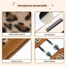 Fluffy Leopard Car Seat Cushion Soft Fluffy Protector Warm Non-Slip Seat Cover Fit Most Cars