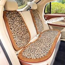 Fluffy Leopard Car Seat Cushion Soft Fluffy Protector Warm Non-Slip Seat Cover Fit Most Cars