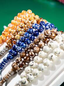 33 件亚克力琥珀珠手工制作 Tasbih Misbaha 水晶手链，祈祷计数器 - 彩色 - 查看 2