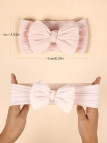 3 件/包儿童双层蝴蝶结弹性柔软尼龙头带，婴儿宽头巾头巾爱心情人节 - 彩色 - 查看 4