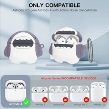 Carcasa de silicona linda de tiburón compatible con AirPods 4 (2024), diseño de animal de dibujos animados en 3D, funda protectora con kit de limpieza y llavero, compatible con auriculares inalámbricos de Apple AirPods de 4ta generación