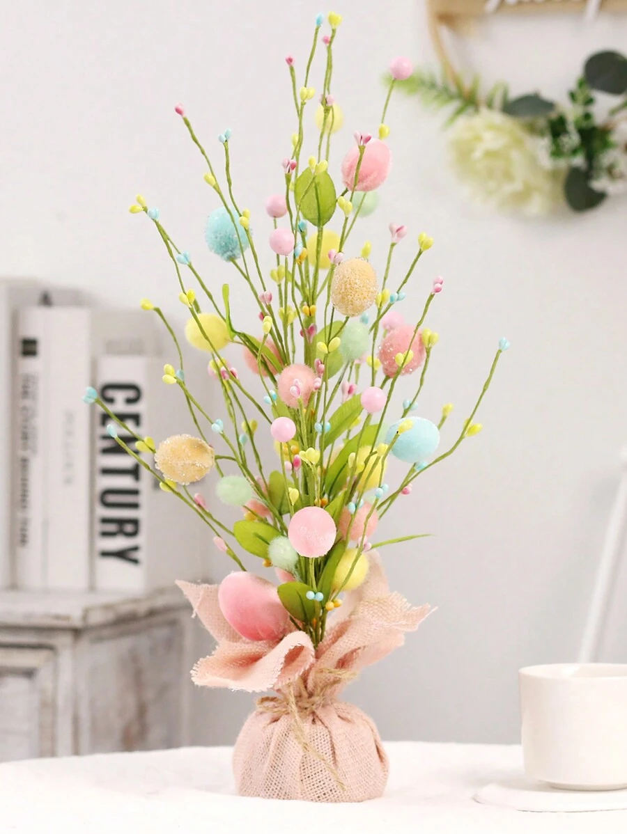 1pc Easter Egg Tree Easter Decorations Party Supplies Tabletop Decor Fake Plant For Dining Table Wedding Spring Summer Home Decor