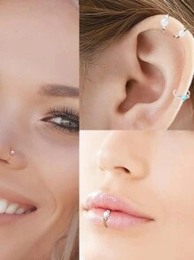 AVYRING 1pc Opal Faux Septum Ring, No Piercing Silver Fake Septum Ring Piercing, 8mm Clip On Septum Nose Ring,Clip On Tiny Faux Nose Hoop Piercing