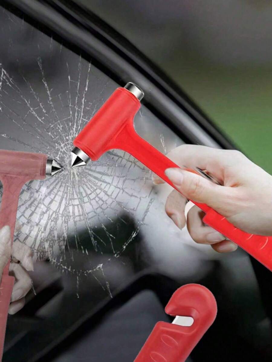 2pcs Car Safety Hammer With Seat Belt Cutter For Smashing Car Windows, Windshields, Emergency Escape Tools, Camping Supplies - Multicolor - View 1