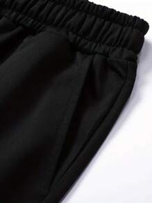Customer Favorite: Men's Casual Sports Set - Long Sleeve Hoodie And Drawstring Sweatpants, Solid Color, Polyester Blend, Machine Washable - Perfect Choice For Spring/Autumn - 黑色 - 查看 6