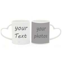 Personalized Picture Coffee Mug, Custom Photo Name Text Gifts For Men Women, Customized Ceramic Heart-Shaped Cup For Birthday Christmas Mother's Day Father's Day