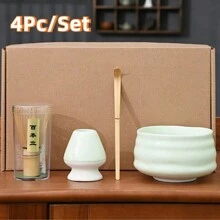 4pcs Ceramic Matcha Bowl Set, Bamboo Matcha Tools, Includes Matcha Bowl, Bamboo Whisk, Matcha Scoop And Ceramic Whisk Holder, Matcha Accessories, Ceramic Travel Tea Set, Suitable For Japanese Matcha Tea Ceremony, Home Tea Lovers, Matcha Enthusiasts, Home Tea Party, Wedding Gifts, Mother's Day Gifts, Gifts For Mom, Gifts For Girlfriend Back To School