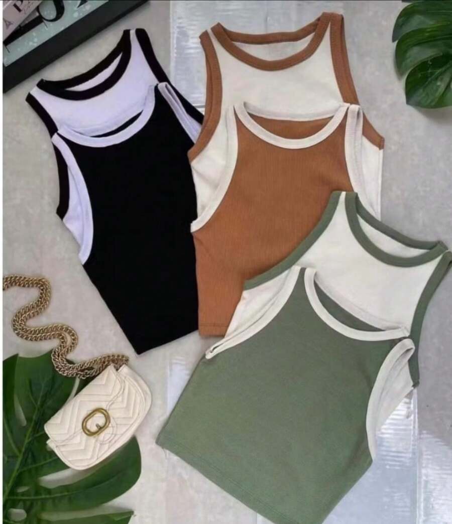 Kiwi Green Two-Tone Rib Crop Top: The Essential Piece In Your Wardrobe! - Mint Green - View 1