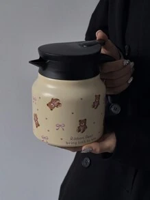 1 件 800 毫升泰迪熊蝴蝶结装饰双层不锈钢水瓶，咖啡/茶壶，适用于办公室、餐厅、户外、圣诞节、情人节、母亲节礼物 - 彩色 - 查看 14